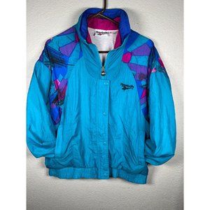 90s Rebook Windbreaker blue pink purple jacket and pants size Medium polyester